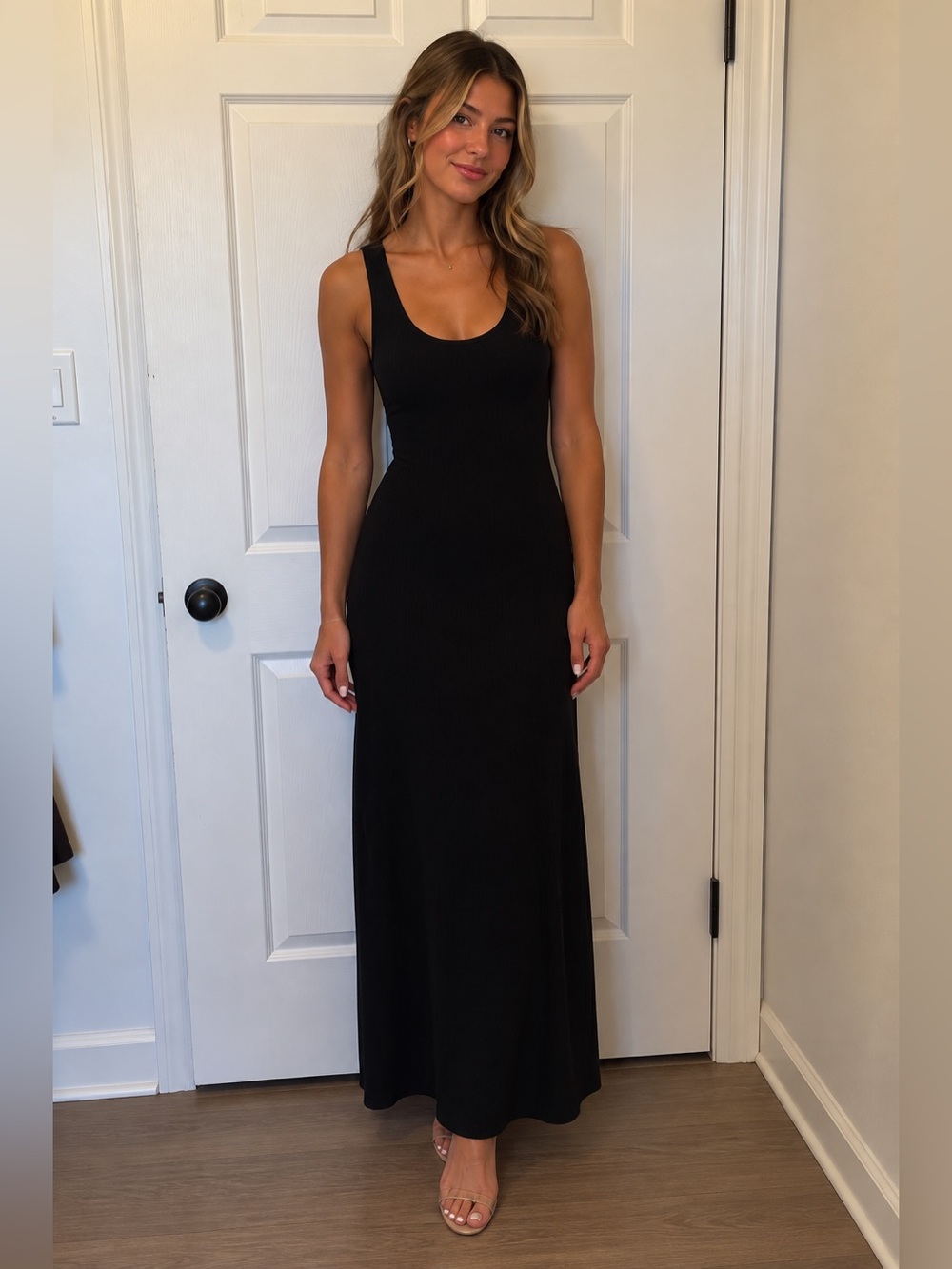 Flattering Mario Serrani Black Tank-Style Scoop Maxi Dress